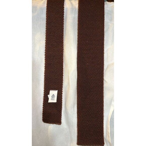 Vintage Brown Knit Square Tip Wool Tie Made In USA - Picture 2 of 3